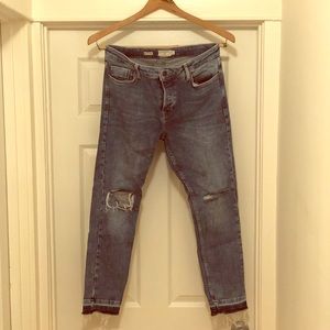 Topman distressed Blue Skinny Jeans